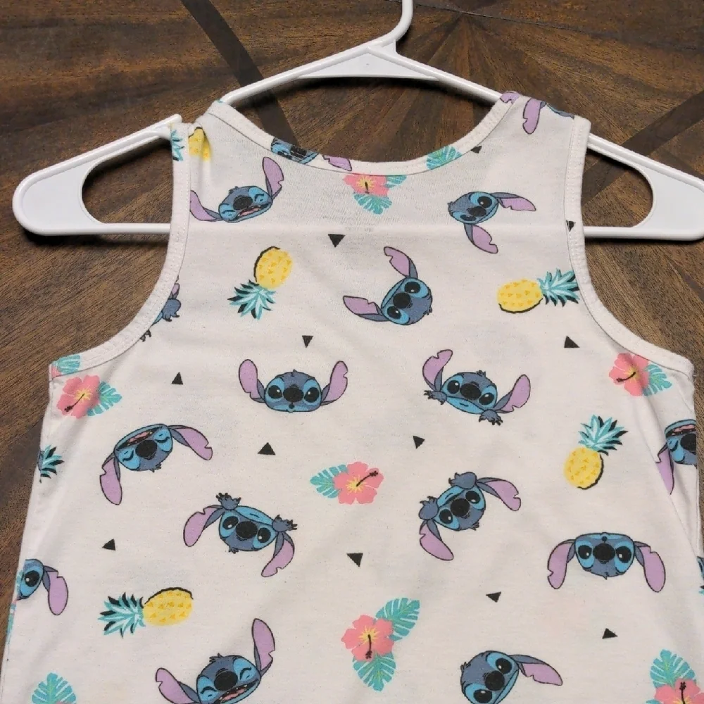 Disney Kids Tank Top - White with Blue and Pink Stitch Design